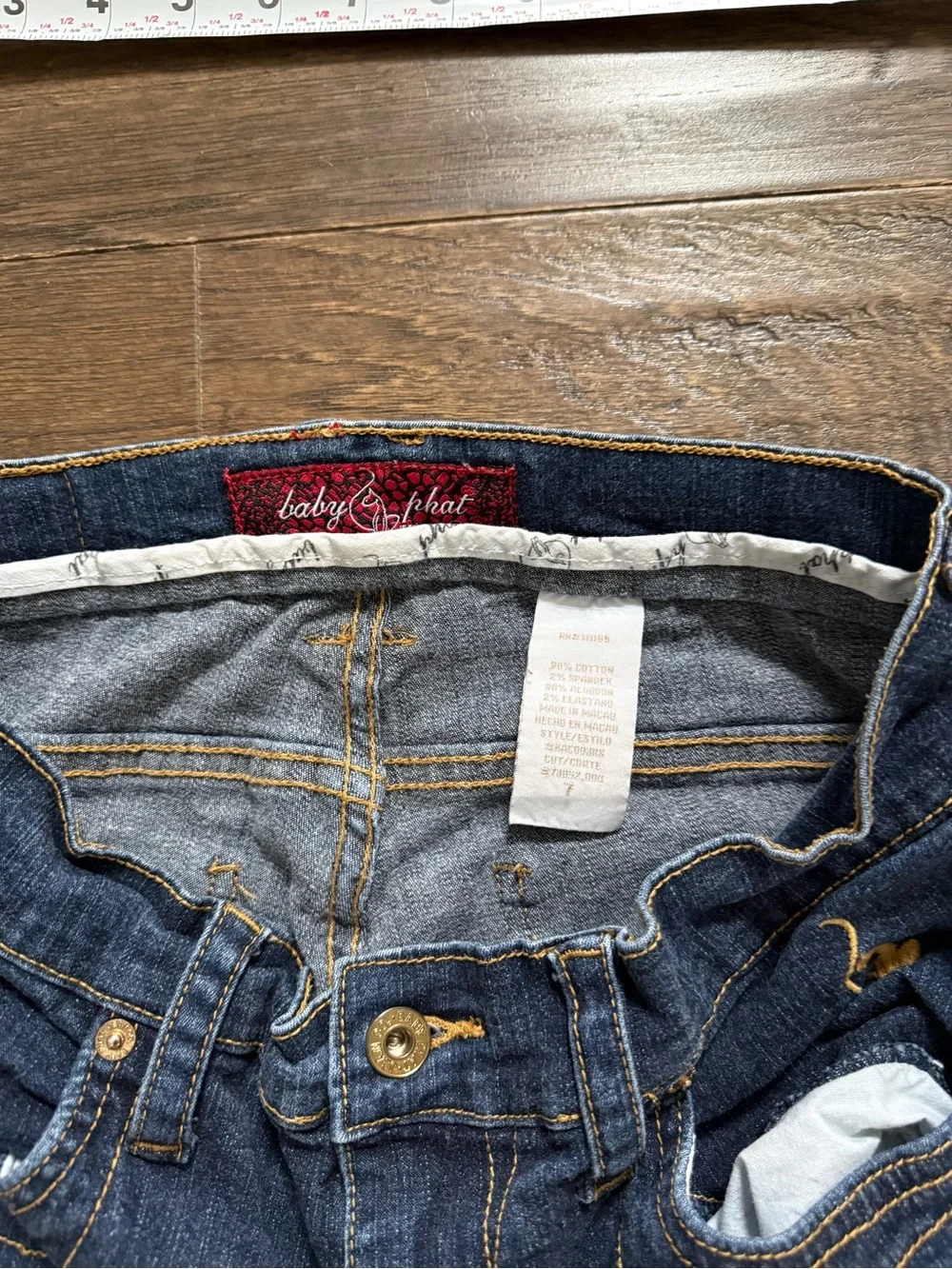Baby Phat Dark Blue Denim Knee Length Jean Shorts